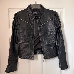 Bebe cropped leather jacket